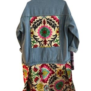 Upcycled Denim and Floral Design Duster